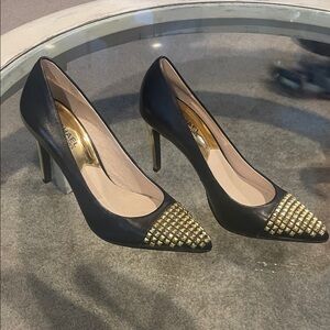 Michael Kors Black Heels with Gold Studs size 7 1/2